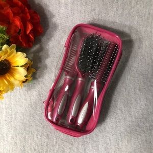 NWOT - 3-Piece Brush & Comb Set in Clear Pouch